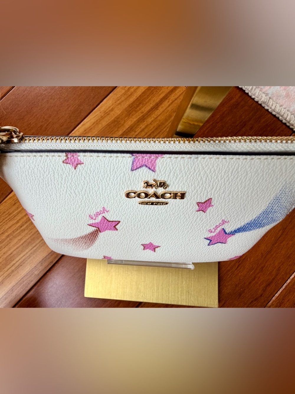 Coach Corner Zip Wristlet with Disco Star Print Coated Canvas. EUC - Picture 3 of 8
